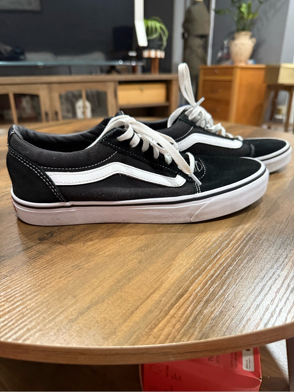 Vans Black and White Old Skool Low-Top Sneakers - Picture 2 of 6